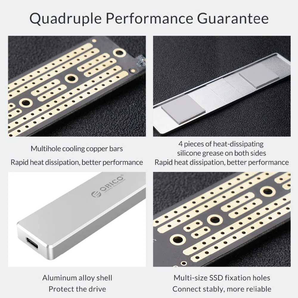 ORICO M2 SSD чехол NVME USB C 10 Гбит/с Поддержка UASP USB3.1 Gen2 Type M.2 корпус для PCIE NGFF SATA M/B Ключ