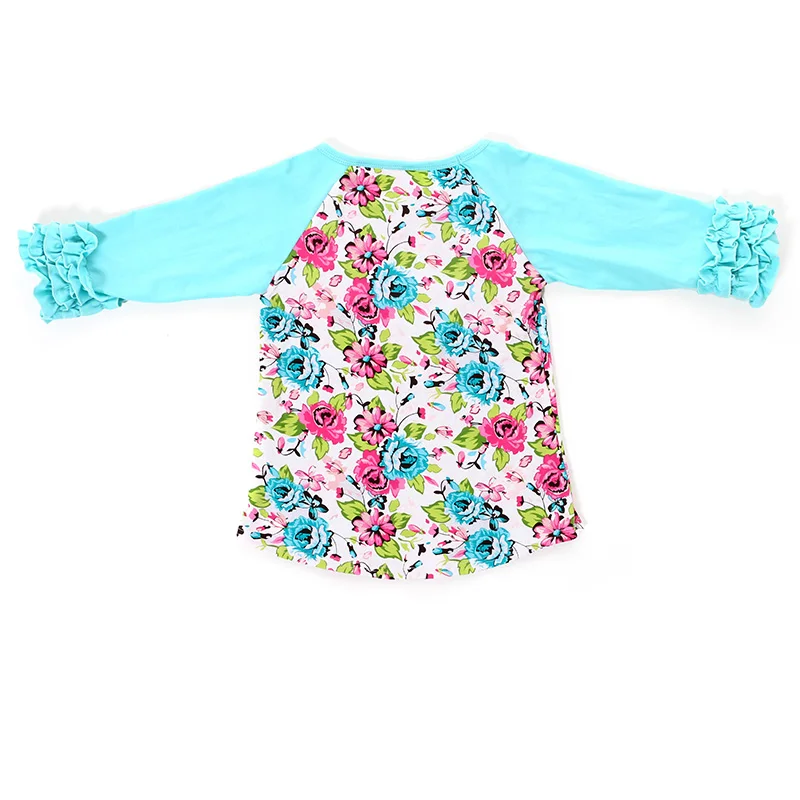 Kaiya Angel Icing Raglans/рубашка для девочек 2017 г. Детские топы с рукавами 3/4 оборками и