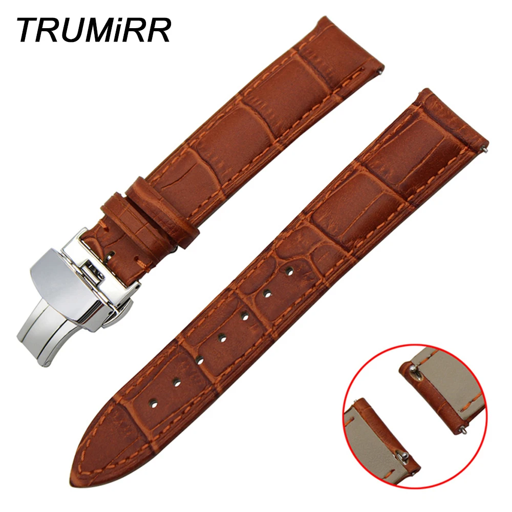 Ремешок для часов с застежкой бабочкой из натуральной кожи до середины икры