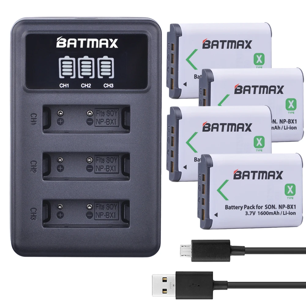 Батарея аккумуляторная 4xNP BX1 со светодиодной подсветкой зарядное устройство с 3
