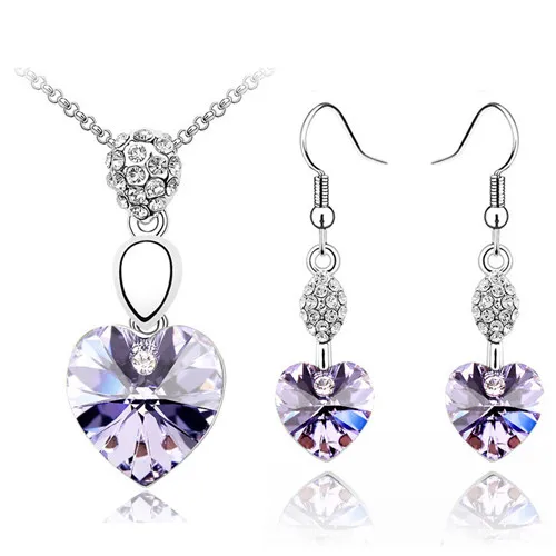 Комплект из колье и сердца с австрийским кристаллом|set necklace earring|necklace earringpendant jewelry