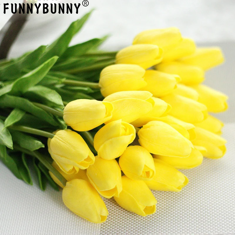 FUNNYBUNNY 4 шт. Искусственные цветы тюльпаны Свадебные букеты ЦВЕТЫ ПУ букет цветов