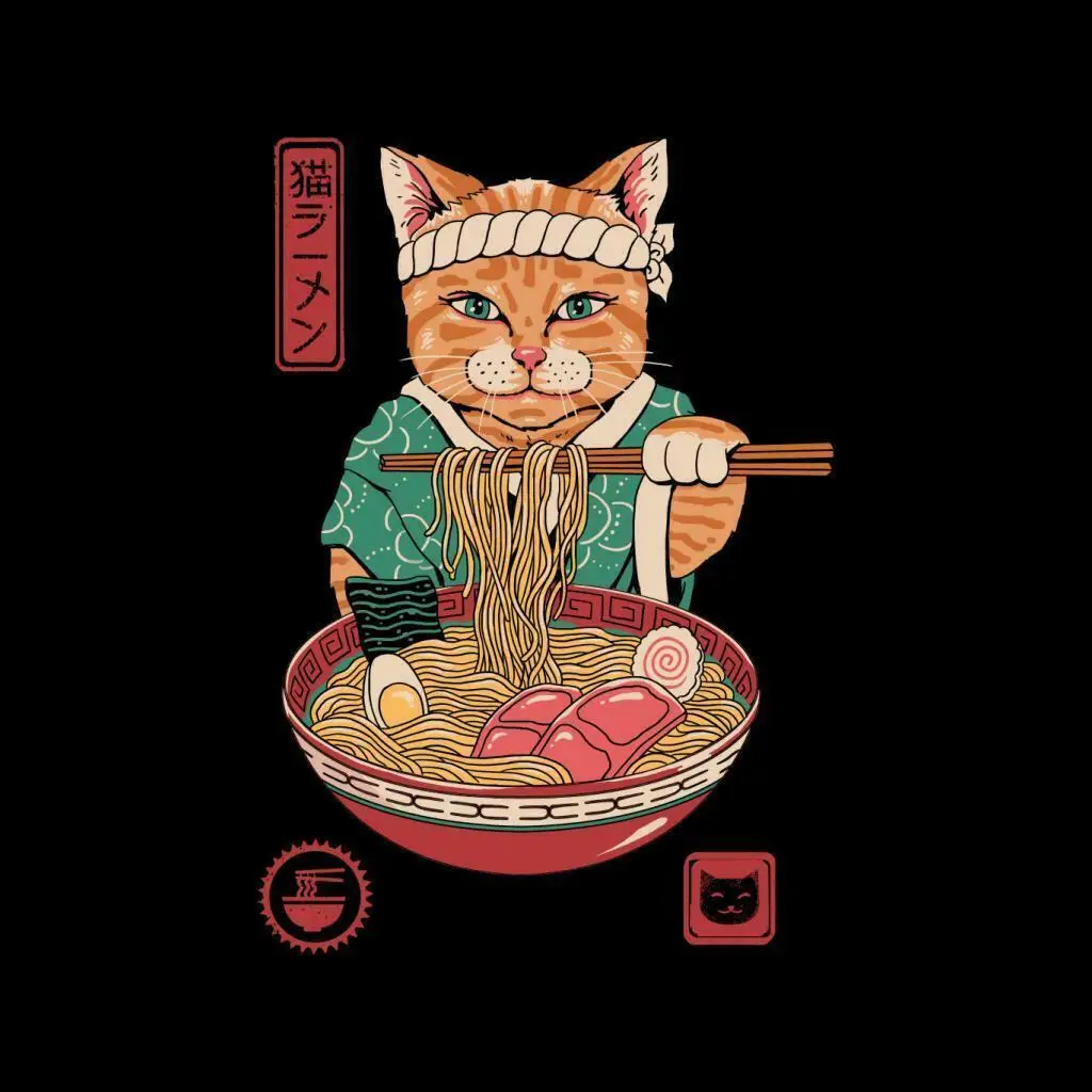 Мужская футболка в японском стиле Maneki Neko Lucky Charm Ramen Cat модная повседневная унисекс