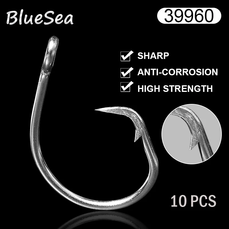 Крючки для ловли тунца BlueSea 39960 8/0-20/0 10 шт./упак. из нержавеющей стали | Спорт и