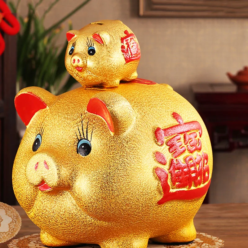 Креативный подарок Lucky Feng Shui мультяшная золотая свинья-копилка керамическая копилка детская наличные копилка для монет коробка депозит коробка для домашнего декора