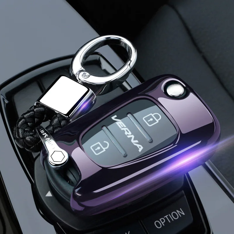 purle with buckle Весь чехол для ключей автомобиля, брелок для ключей, брелок для hyundai I10 I20 I30 IX35 Solaris Kia K2 K5 Rio Sportage FlipKey - Название цвета: purle with buckle