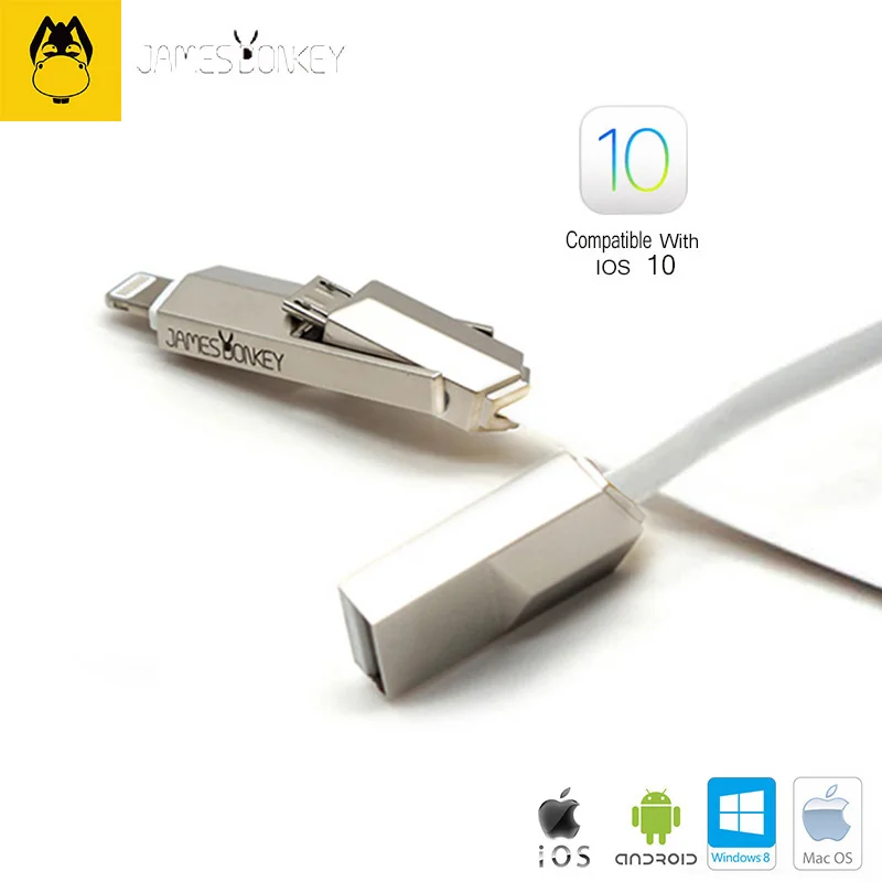 Новые James Donkey 362 для iPhone iOS 10 7/6/6 s/для iPad Android 2 в 1 USB-кабели 1.2-1.8 м телефон быстрой
