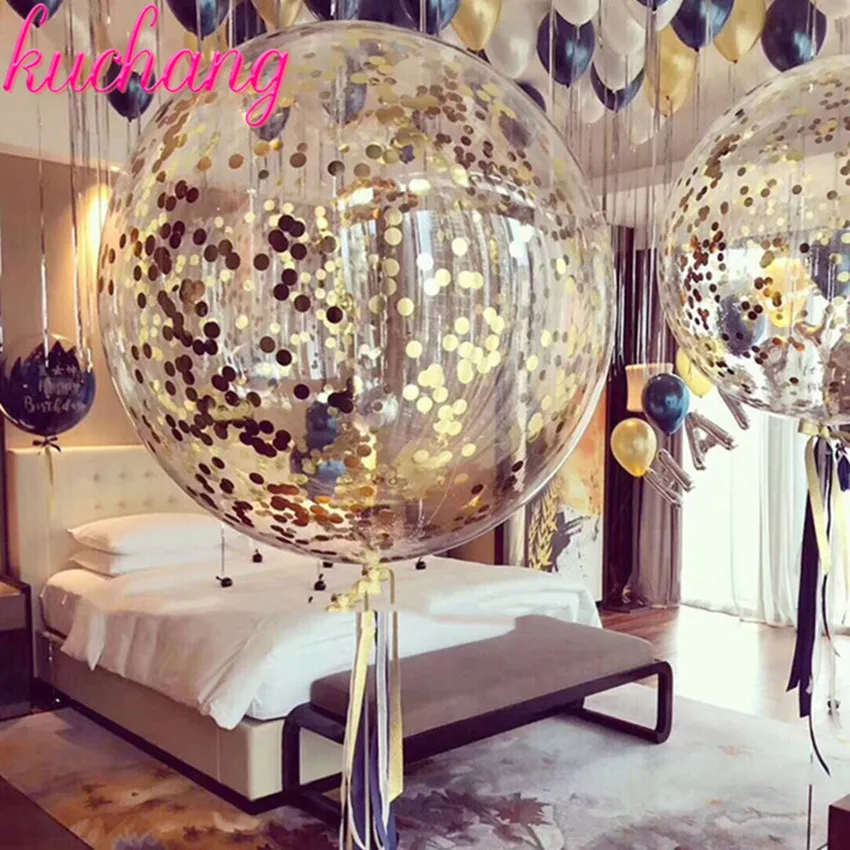 

24inch transparent bubble balloon or color feather or confetti or filling confetti balloon wedding decoration birthday party