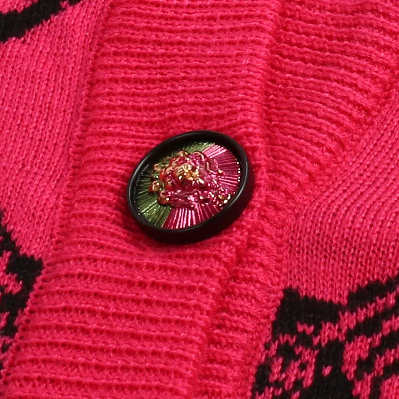 2018 fashion Winter Cat Head Pattern Vintage Oversized Sweater Jacket Jersey Luxury Wool Knit Jumper Runway Designer Cardigan |