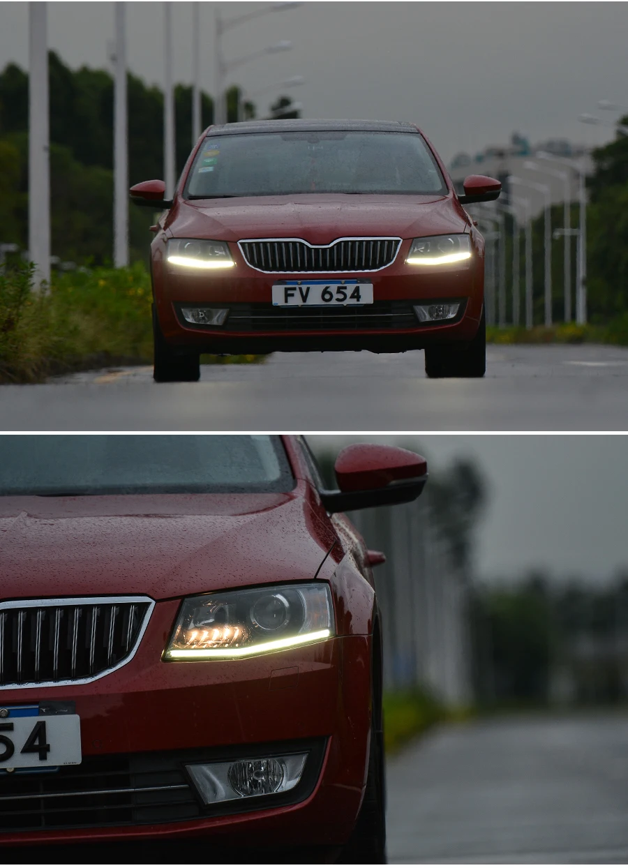 Головной светильник в сборе для Skoda Octavia светодиодный светильник дневного света ксеноновый сигнал поворота ближнего света