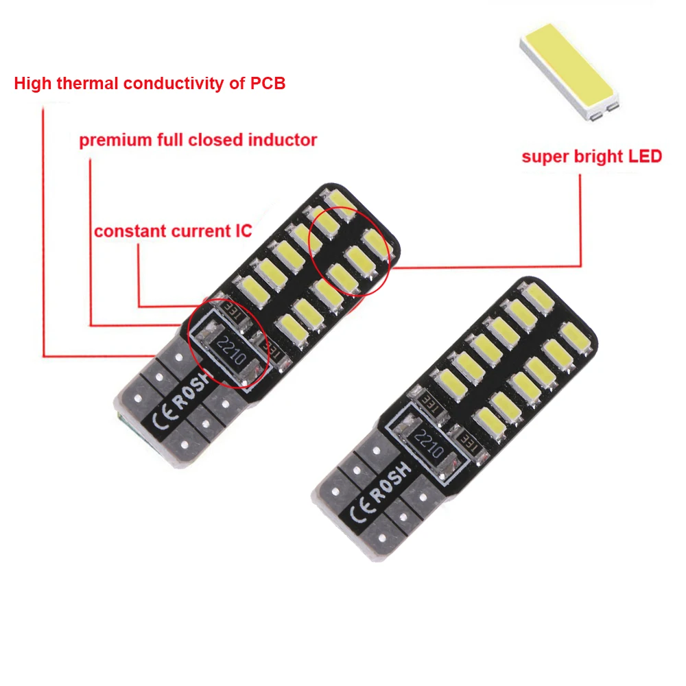 100 шт. светодиодсветильник лампы Canbus T10 3014 W5W 194 24 SMD|Сигнальная лампа| |