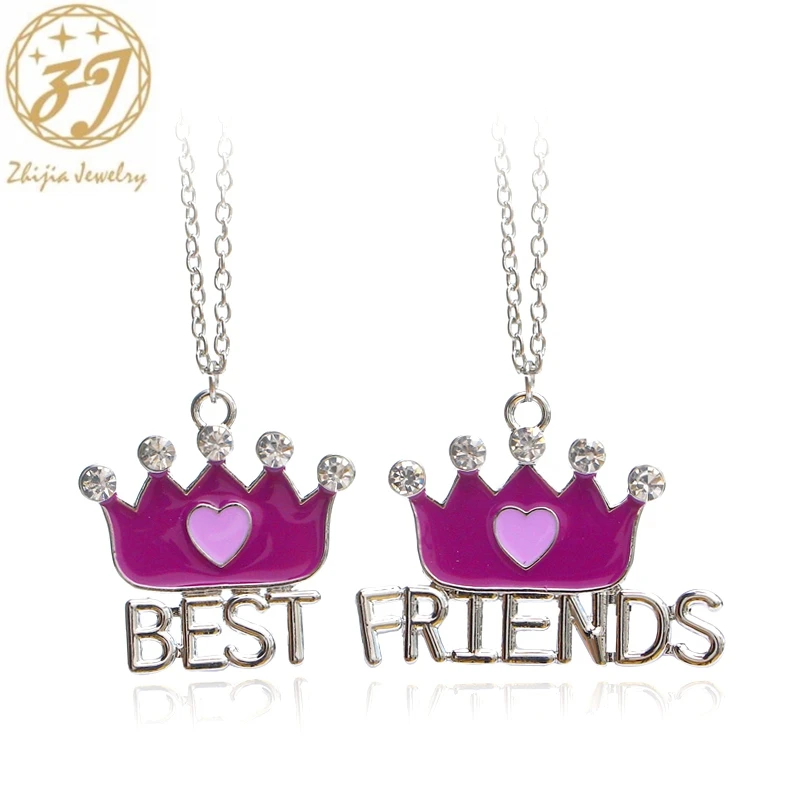 Модная фиолетовая Корона Zhijia ожерелье BFF ожерелья лучших друзей For 2 Дружба