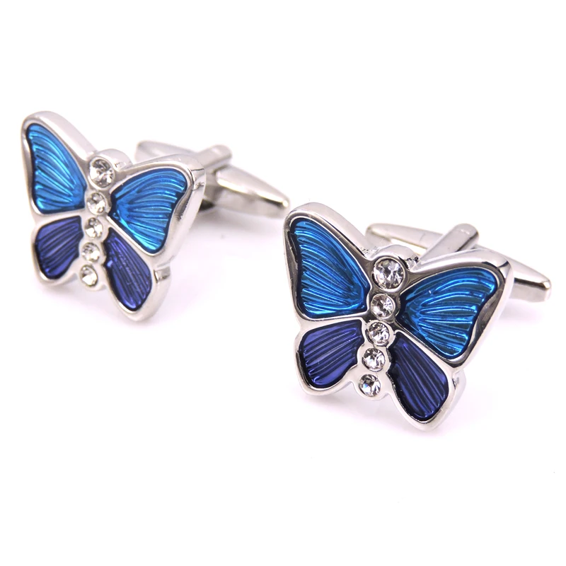 

High quality men's clothing boutique brand jewelry CUFFLINKS NEW Blue Butterfly cufflinks, 1 double free delivery