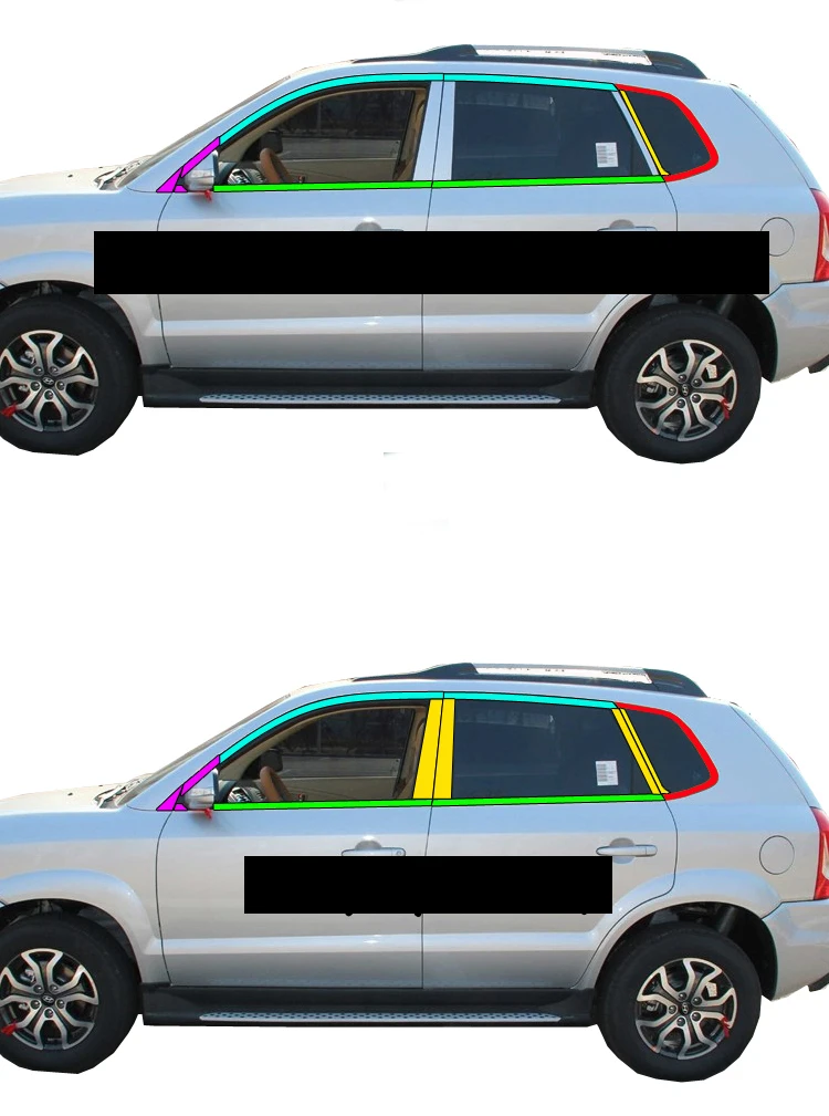 Lsrtw2017 304 нержавеющая сталь окна автомобиля планки для hyundai tucson 2004 2005 2006 2007 2008 2009 2010 2011 2012 1st поколения