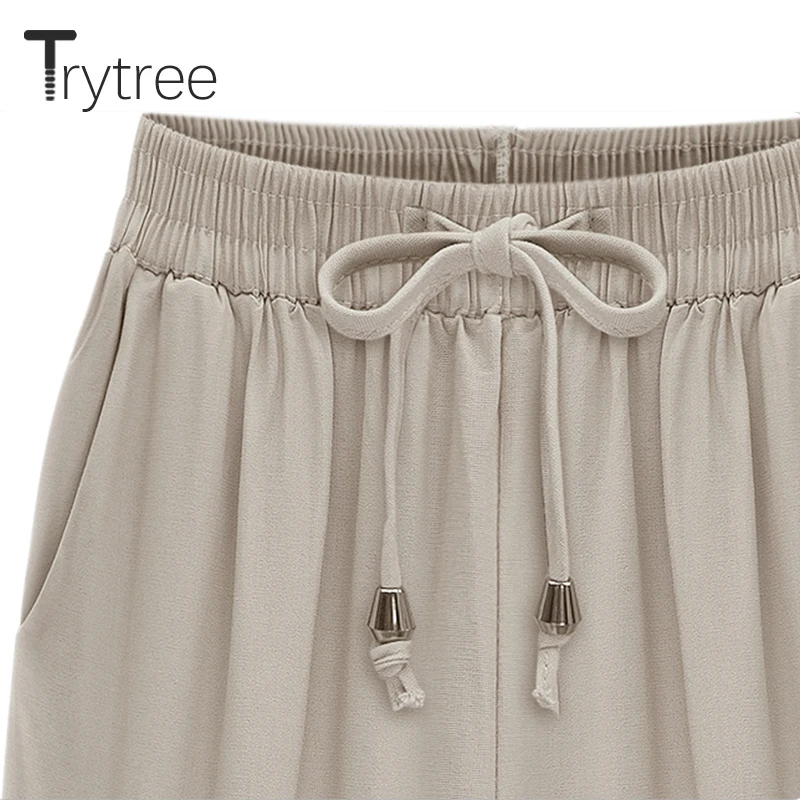 Женский офисный костюм Trytree повседневный однотонный топ и брюки из двух