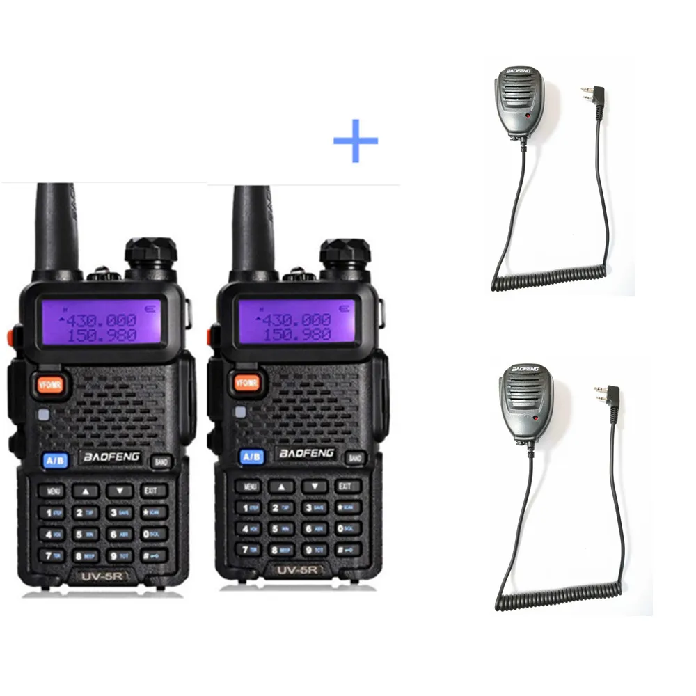 Add Microphone 2 шт. UV5R двухстороннее радио Pofung BF-UV5R fm-трансивер UV 5R Любительская yaesu cb радиостанция telsiz Baofeng UV-5R рация - Цвет: Add Microphone