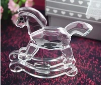 free shipping baby shower gifts party favors crystal crystal toy rocking horse favor baby birthday souvenir gift 100pcslot