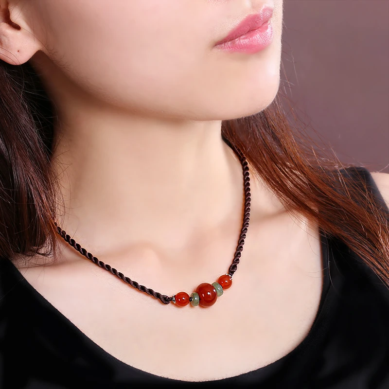 Этническая Цепочки и ожерелья Винтаж круглый Бусины Jewelry Китайский ветер ключицы