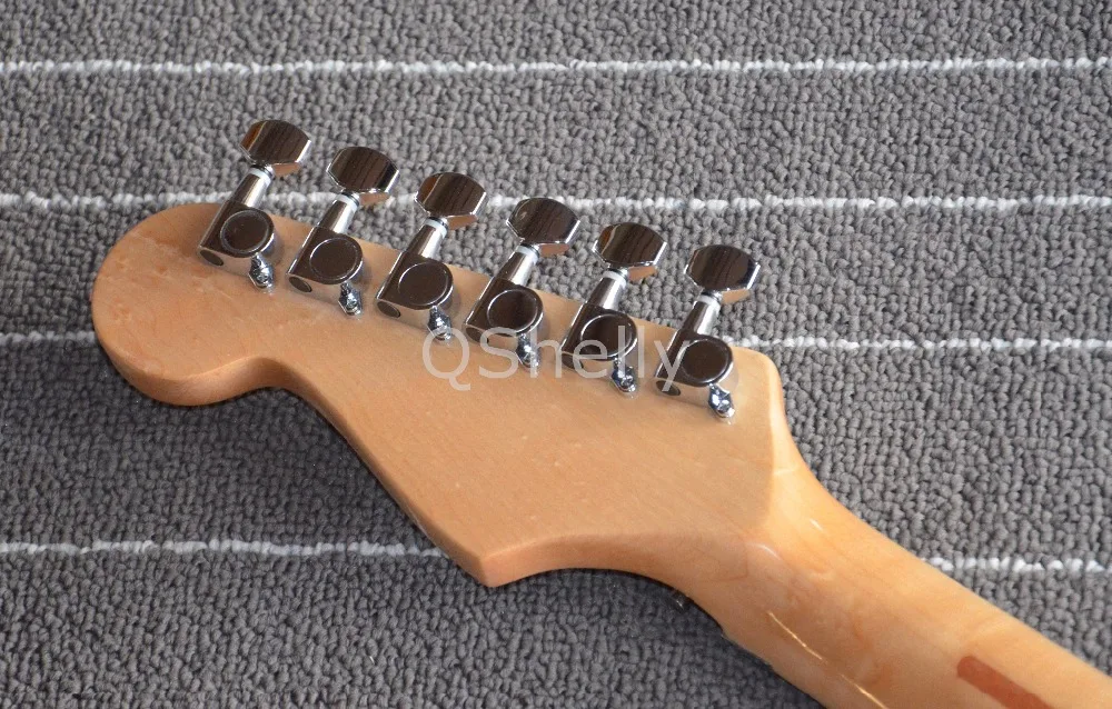 Высокое качество QShelly пользовательский крем пикап хром floyd rose birdeye клен фиксирующая гайка шеи электрогитара музыкальный инструмент магазин