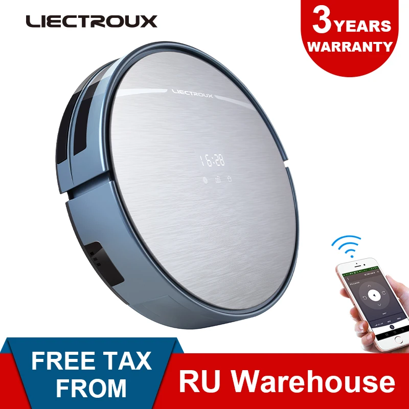 2021 LIECTROUX X5S Robot Vacuum Cleaner, WIFI APP Control,Gyroscope Navigation, Water Tank & Dust Bin,Schedule,Auto Charge