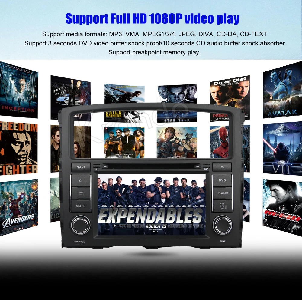 

Krando 7" Android 8.0 car audio radio navigation multimedia system for Mitsubishi Pajero 2006-2011 gps dvd player WIFI 3G DAB+