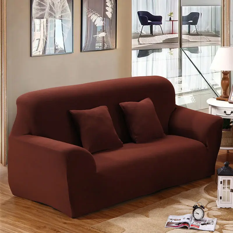 Dark Brown 1/2/3-Seater современный цельно полиэфирный чехол для дивана спандекс эластичный чехол кресло крышка Гостиная протектор мебели - Цвет: Dark Brown