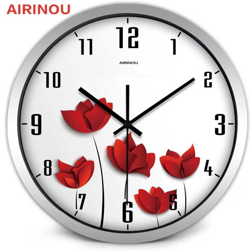 Airinou настенные часы из стекла и металла с изображением красной розы|designer wall clock|wall