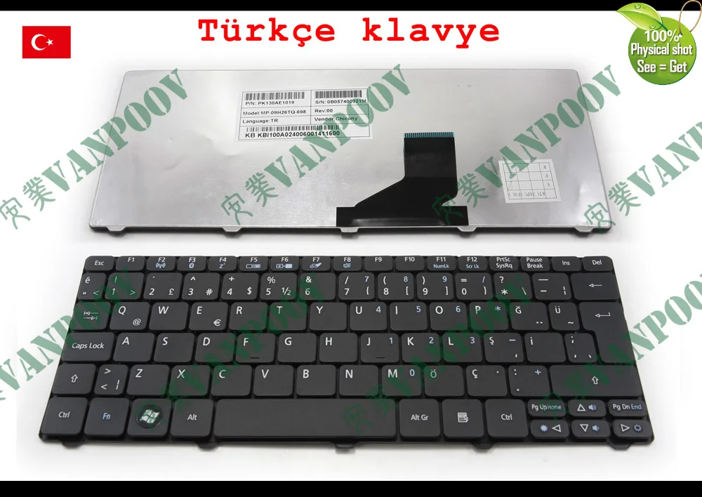 

Новая клавиатура для ноутбука Acer Aspire One 532H AO532H 521 D255 D260 D270 ZH9, для Gateway LT21, черный, турецкий