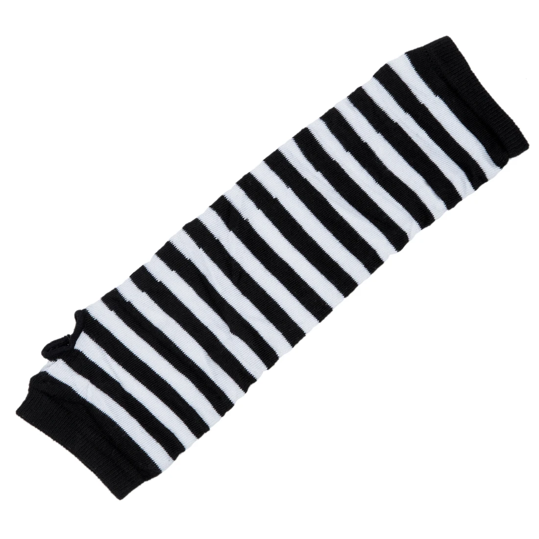 

Stylish Winter Warm Black White Striped Long Fingerless Gloves