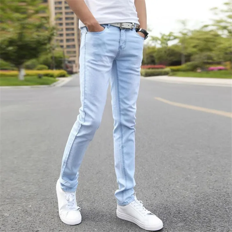 Hot Sale Men's Denim Cheap Jeans Slim Fit Men Pants Stretch Light Blue Trousers High Quality Casual Fashion Cow Boy Male | Мужская