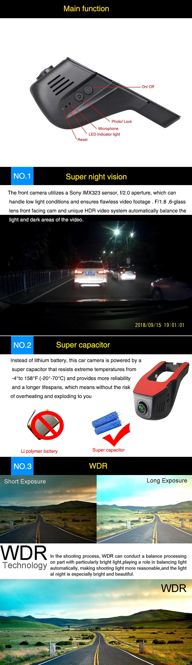 Ainina Двойной Объектив WiFi FHD1080P Скрытая Автомобильная видеорегистратор с камерой заднего вида, сенсор sony 323 WiFi Автомобильный видеорегистратор Камера ночного видения Dvr