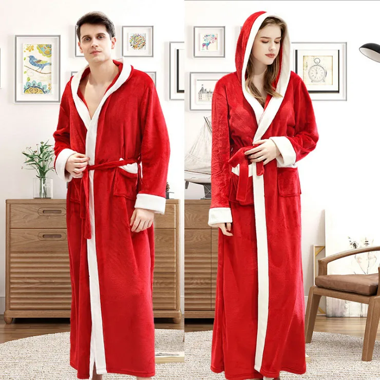 CAVME Hooded Red 5 Зима, длинный халат с капюшоном размера плюс, 100 кг, плотный теплый халат для женщин, длинное кимоно, логотип на заказ - Цвет: CAVME Hooded Red 5