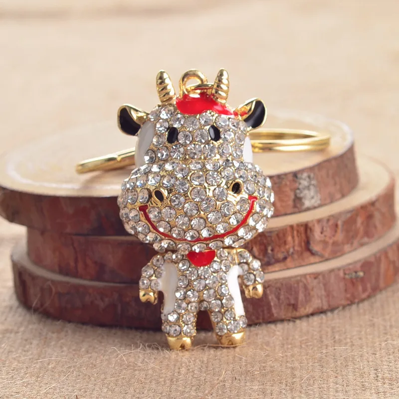 Высокое качество Diy автомобильный брелок Ainmal быка коровы 3D мини сумка Brelok Rhineshone