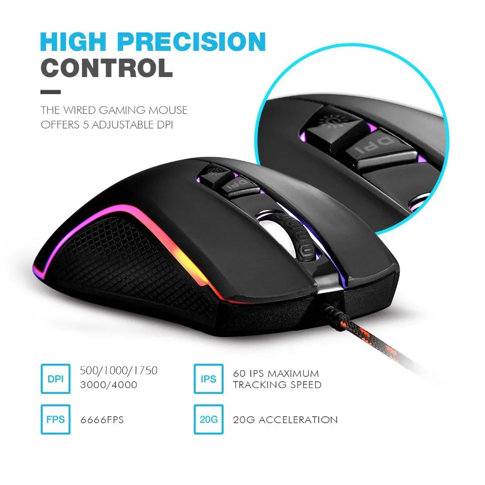 Оригинальная F MOUSE F300 электронная Спортивная программируемая игровая мышь 4000 DPI