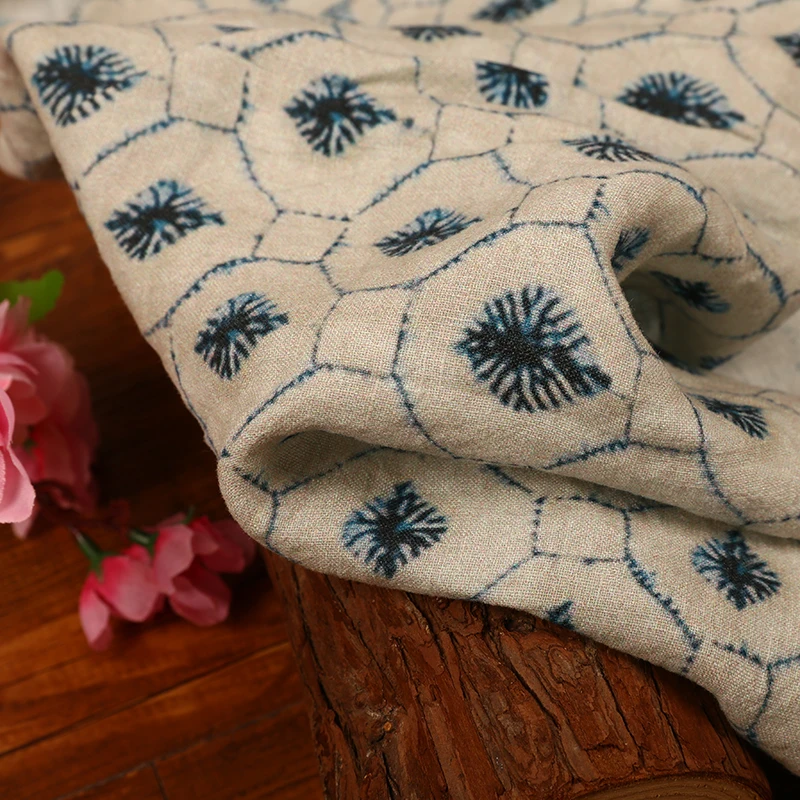 

high grade connect ramie printed cotton fabric Wedding Dress Tulle Skirt Material fabrics for patchwork kumas telas por metros