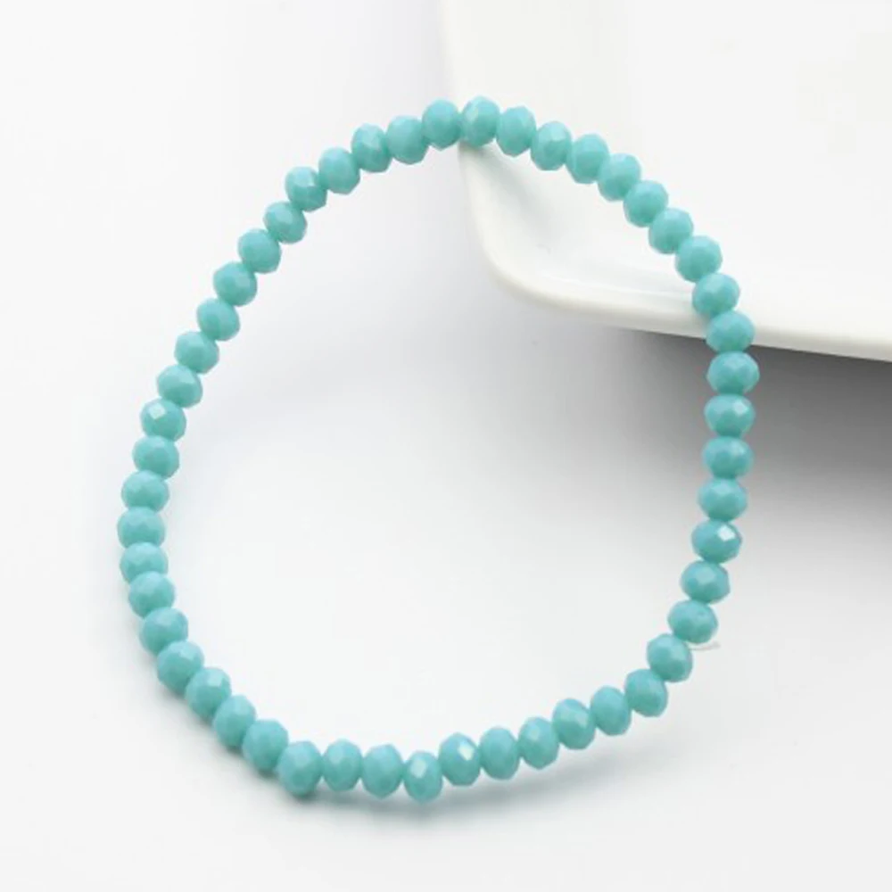 HT4M17 Turquoise Ручной работы женские 4 мм горный хрусталь кристалл бисером круглые стеклянные бусины стрейч браслет Femme женские браслеты на запястье девушка обертывание ювелирные изделия - Окраска металла: HT4M17 Turquoise