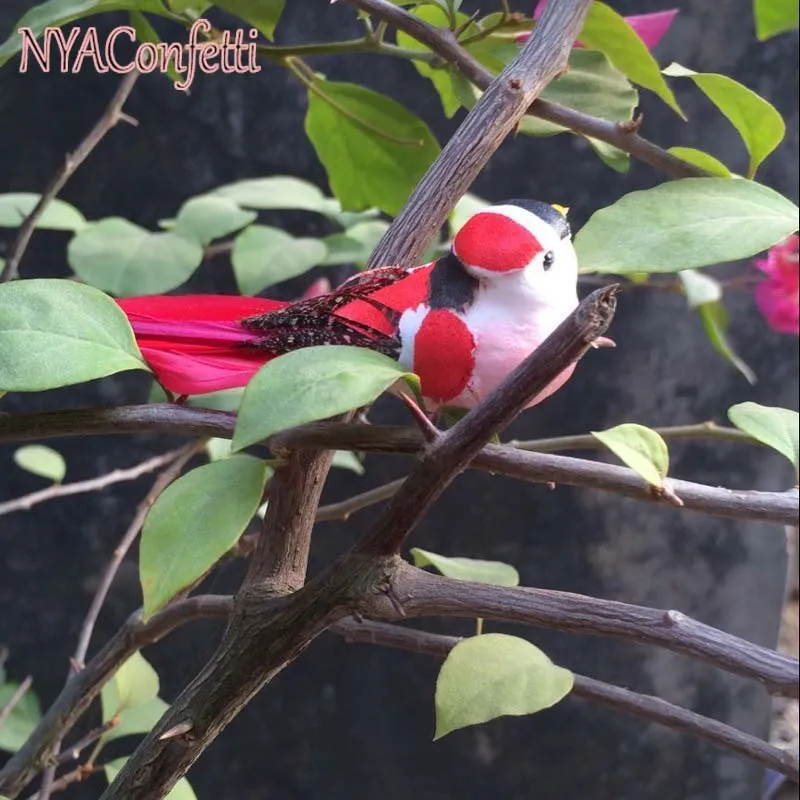 Искусственные Птицы из пены NYAC 12 х3 х3.5 см 6 цветов с зажимом/магнитом/ножкой для