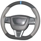 Темно-серый замшевый Синий Маркер из натуральной кожи, чехол рулевого колеса автомобиля для Seat Leon 2009-2012