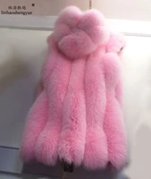 linhaoshengyue the real natural fox fur vest with hood real women fox fur vest