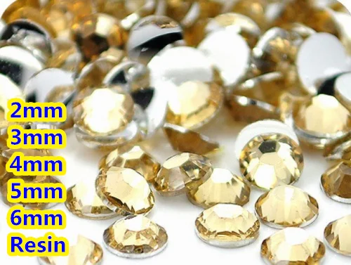 

Lt.Coffee Color 2mm,3mm,4mm,5mm,6mm Facets Flat Back Resin Rhinestone Nail Art Gems Decoration