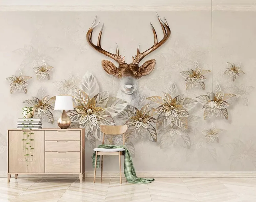 

[Self-Adhesive] 3D Misty Flower Jungle Deer 33 Wall Paper mural Wall Print Decal Wall Murals