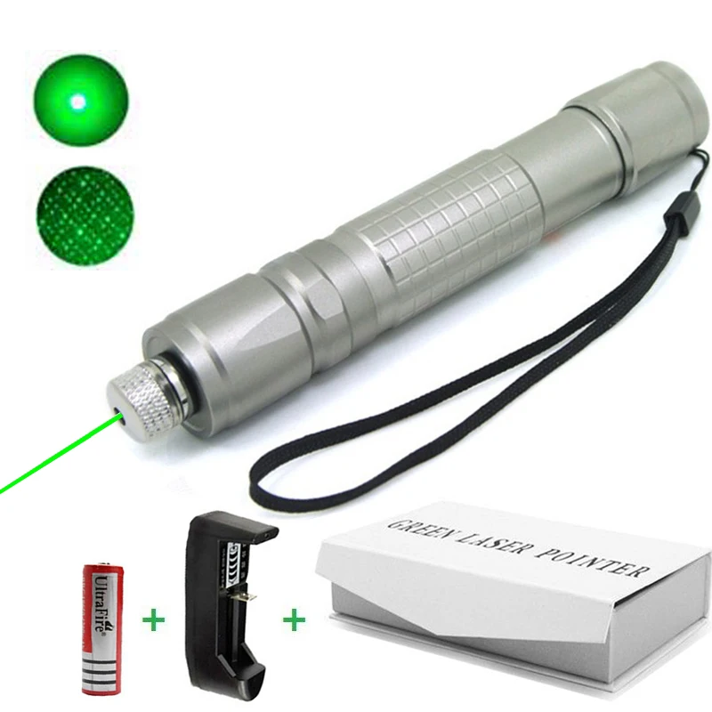

High Quality 305 Green Laser Pointer Starry Pen Waterproof Lazer + Starry Head + 18650 Battery + Charger + Gift Box