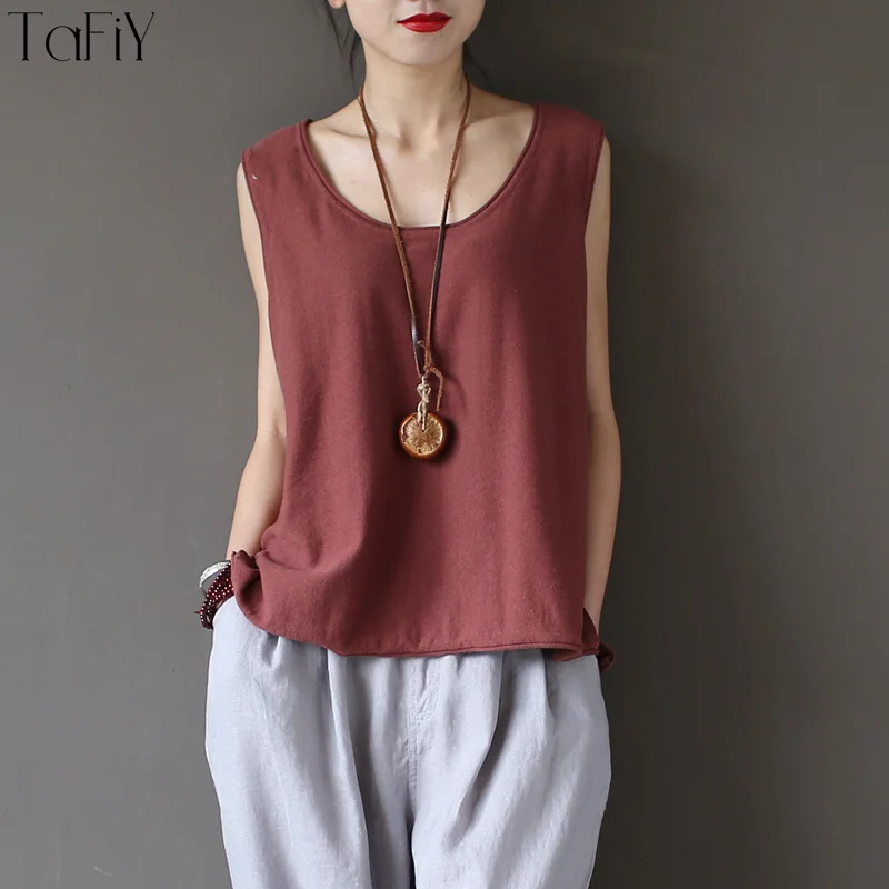 TaFiY Colete Feminino, женские топы, винтажные, с круглым вырезом, трикотажные, повседневные, подходят ко всему, хлопковые майки, одноцветные, короткие, на бретелях, кроп-Топ для женщин