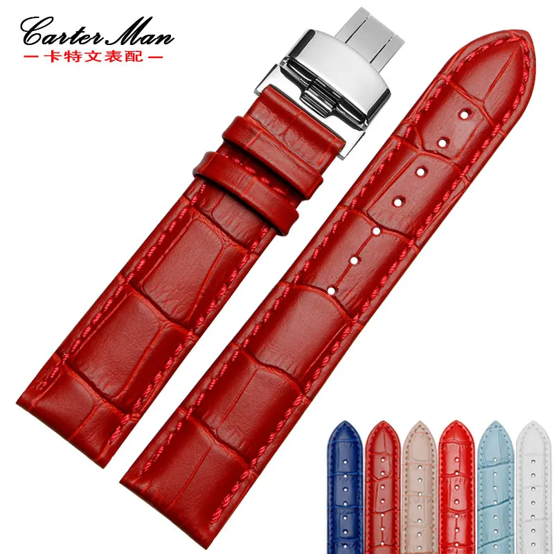 

New colorful High quality Genuine leather watchband 18mm 20mm 21mm 22mm watch strap Men and Women's Bracelet