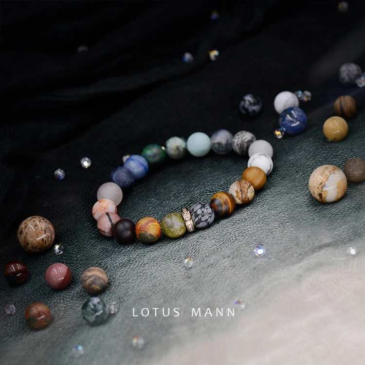 

Lotus Mann Natural stone bracelets for you to pick a star little planet frosted couple bracelet