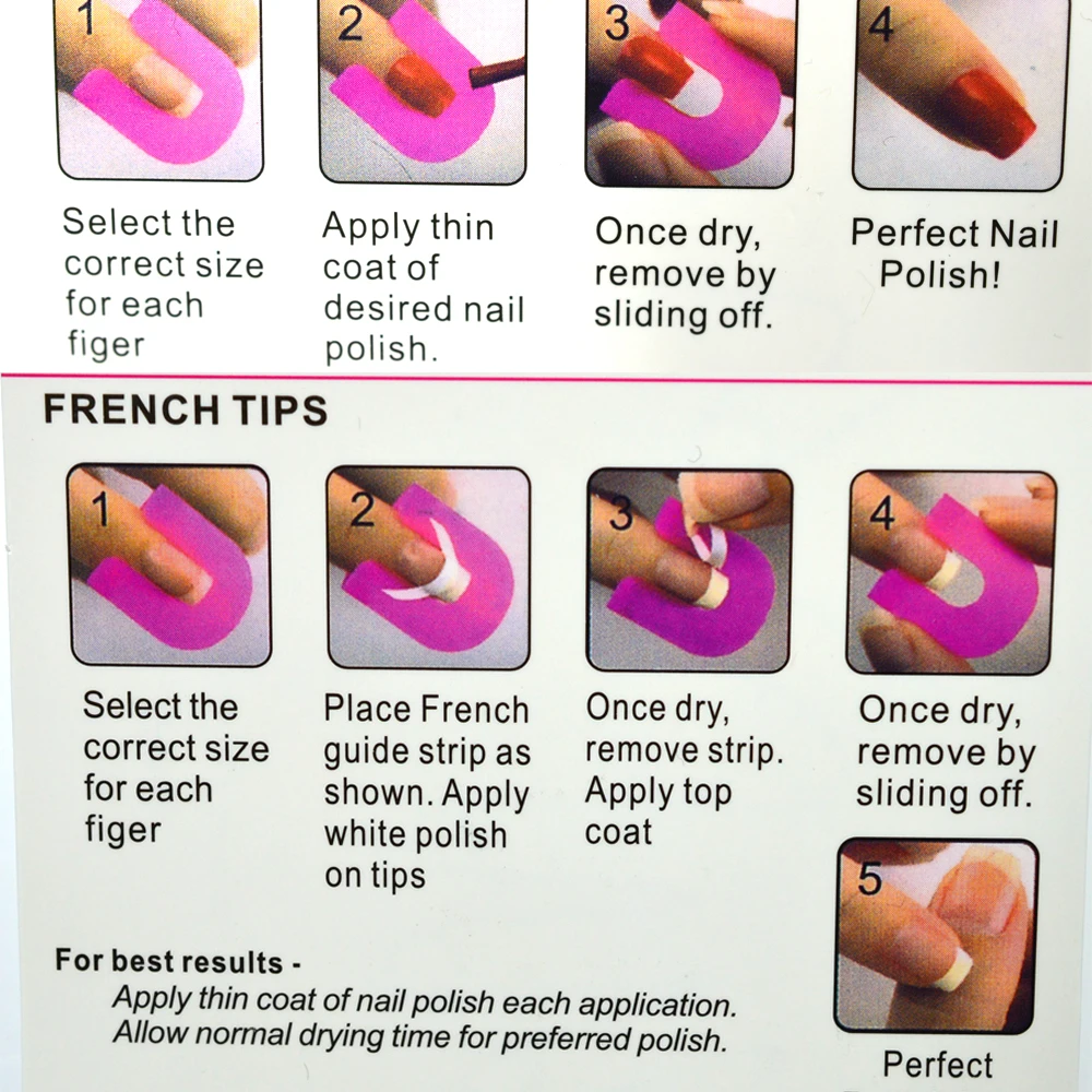 26 шт./упак. Профессиональный Розовый французский наклейки для маникюра советы