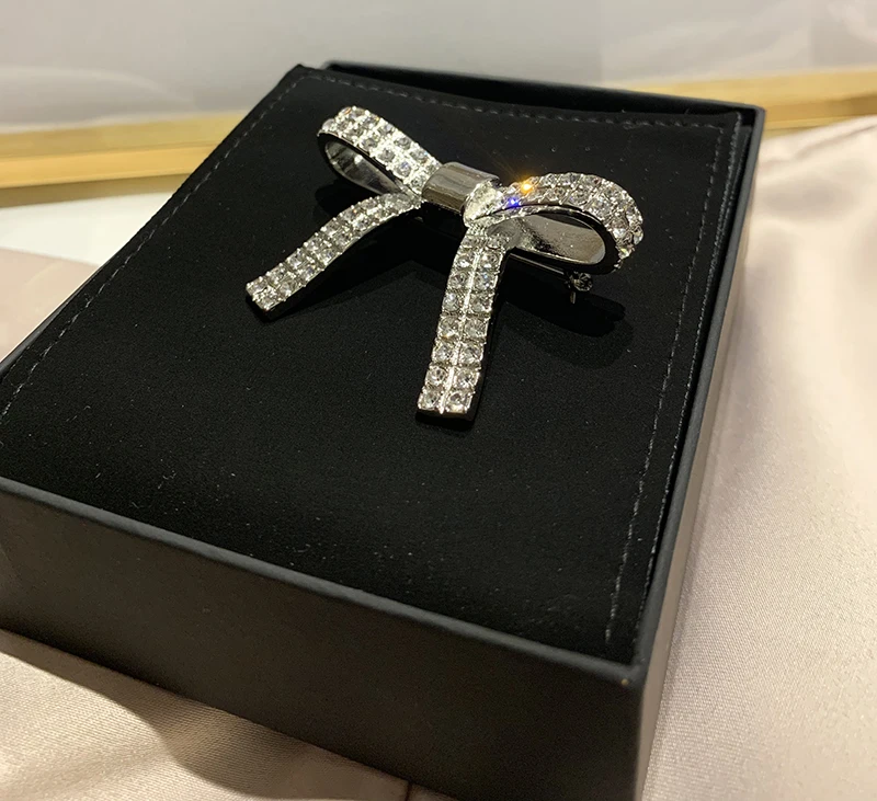 2019 модный новый серебряный белый кристалл заколка для волос полный алмазный бант