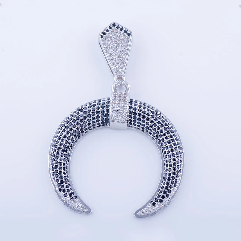 

Hot Jewelry Vintage Black Zircon Moon Dangle Charms For Jewelry Making Big Copper Micro Pave Czech Charms Pendants Diy Berloques