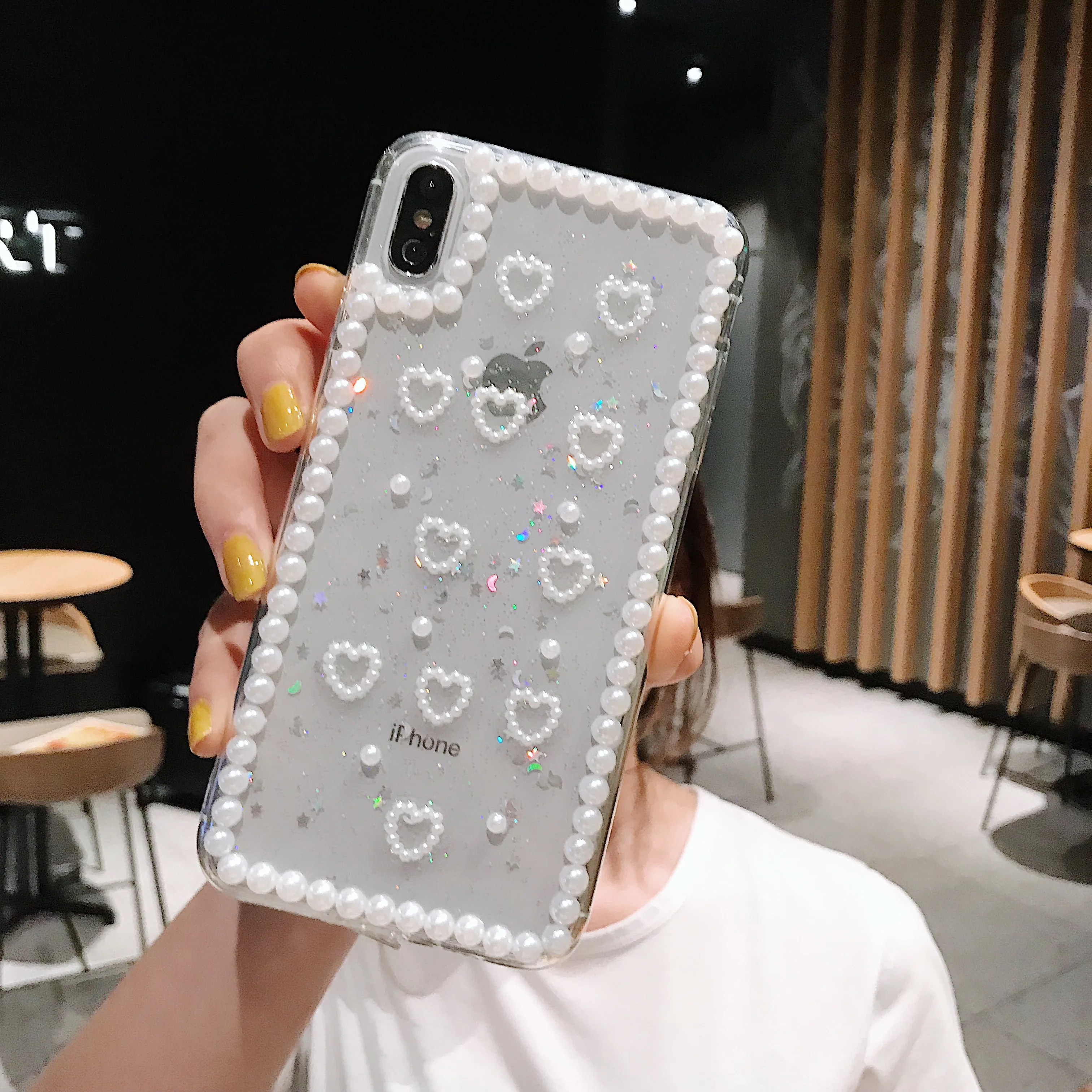 Милый блестящий чехол для телефона с жемчугом и сердечком iphone XS Max XR X 7 6 S 8 Plus