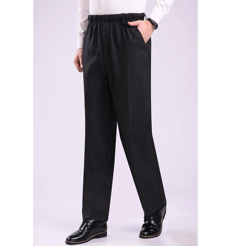 Уличные мужские брюки с эластичным поясом толстые свободные длинные высокой